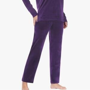 Pajamagram Tempting Touch Velour Purple Drawstring Bottoms | Size Large